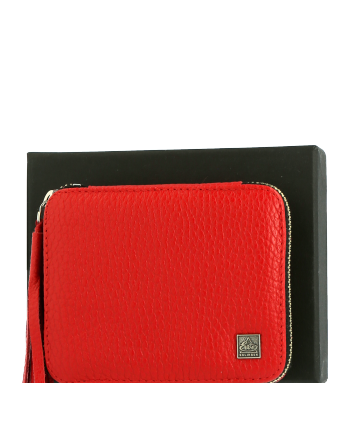 Erbe Solingen Manicure etui van leer met ritssluiting en hanger in rood (5-teilig)