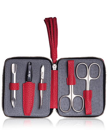 Manicure Etui Van Leer Met Ritssluiting En Hanger In Rood 7 Verlaagd Manicure Etui Van Leer Met Ritssluiting En Hanger In Rood 7 Verlaagd