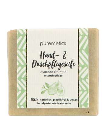 puremetics Natuurlijke Zepen Hand & Douche Zeep Avocado Groene Thee (60 g)