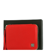 Erbe Solingen Manicure etui van leer met ritssluiting en hanger in rood Manicureset 5-teilig