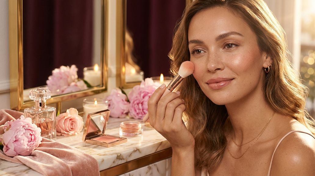 Waar breng ik blush correct aan zodat het fris en niet vlekkerig oogt?