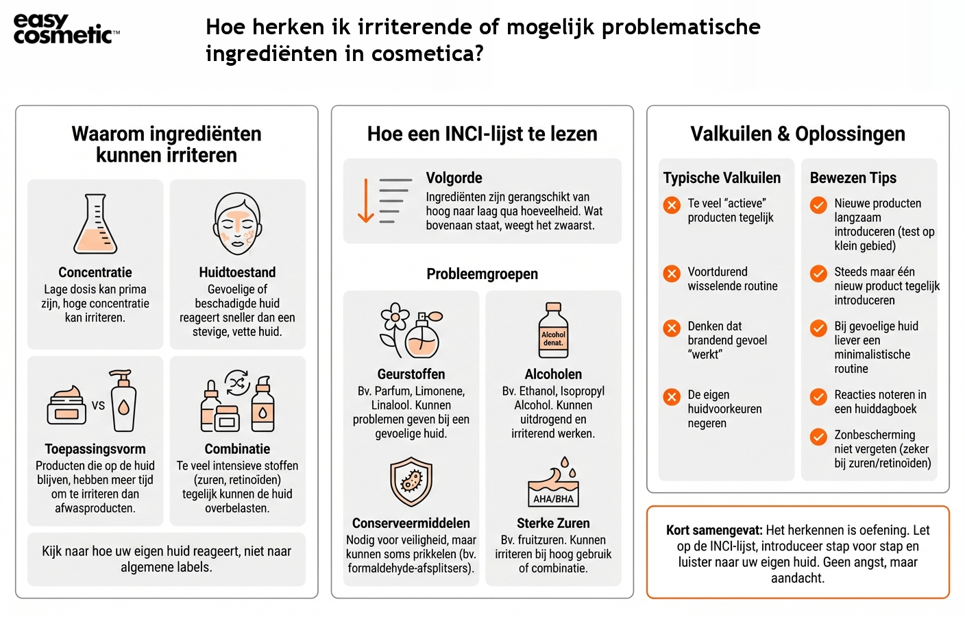 Hoe herken ik irriterende of mogelijk problematische ingrediënten in cosmetica?