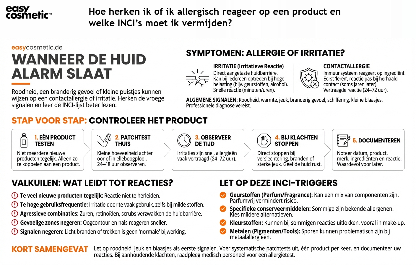 Hoe herken ik of ik allergisch reageer op een product en welke INCI’s moet ik vermijden?