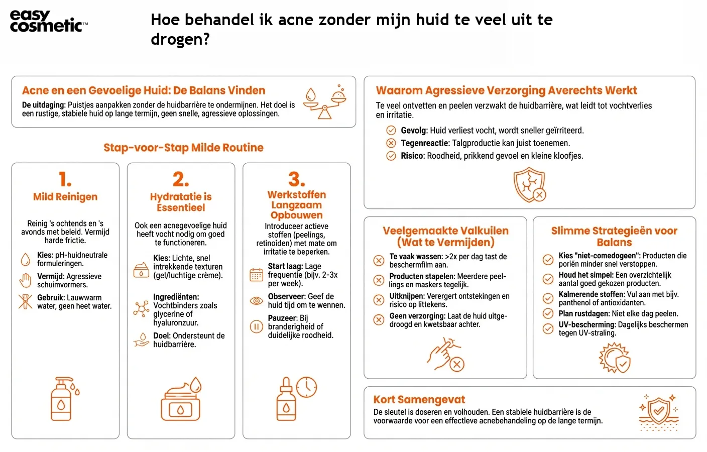 Hoe behandel ik acne zonder mijn huid te veel uit te drogen?