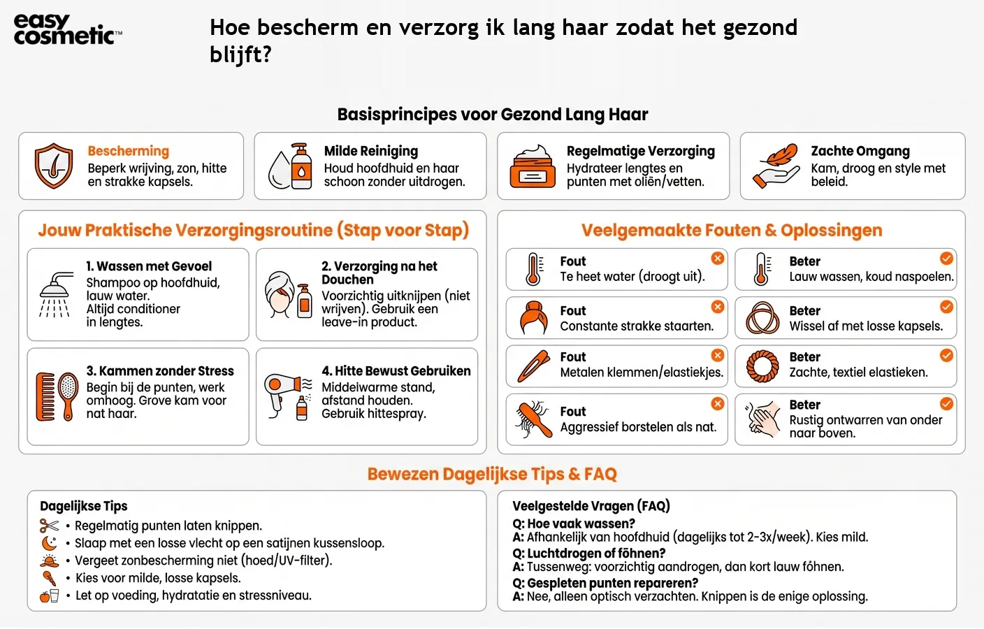 Hoe bescherm en verzorg ik lang haar zodat het gezond blijft?