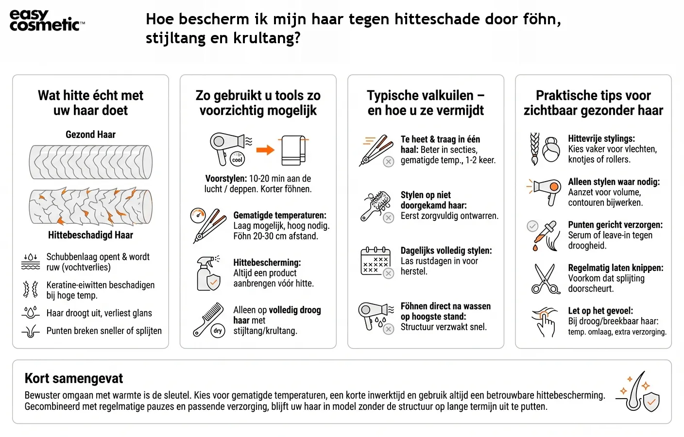 Hoe bescherm ik mijn haar tegen hitteschade door föhn, stijltang en krultang?