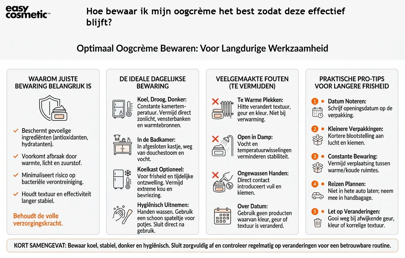 Hoe bewaar ik mijn oogcrème het best zodat deze effectief blijft?