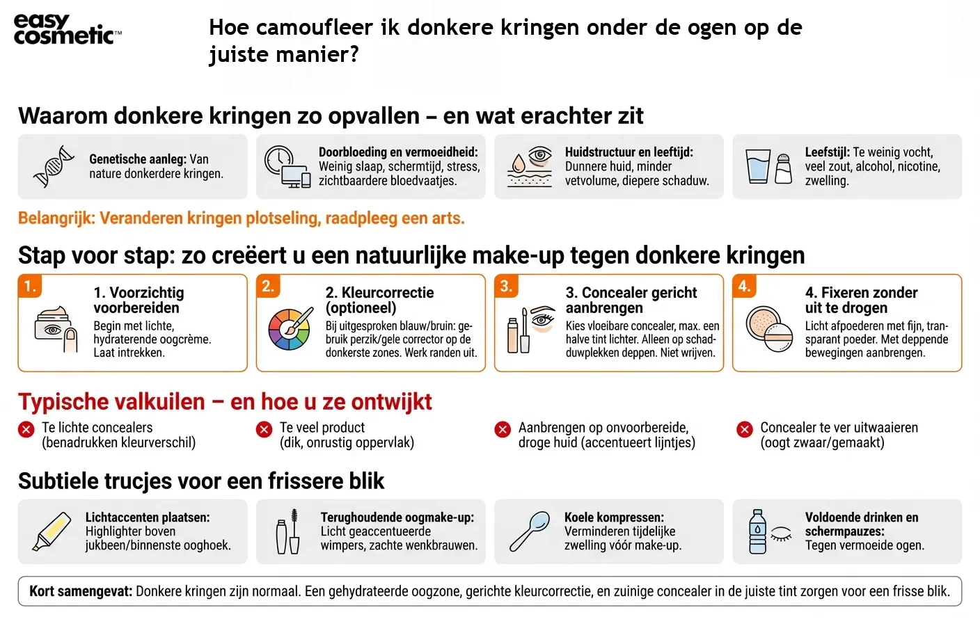 Hoe camoufleer ik donkere kringen onder de ogen op de juiste manier?