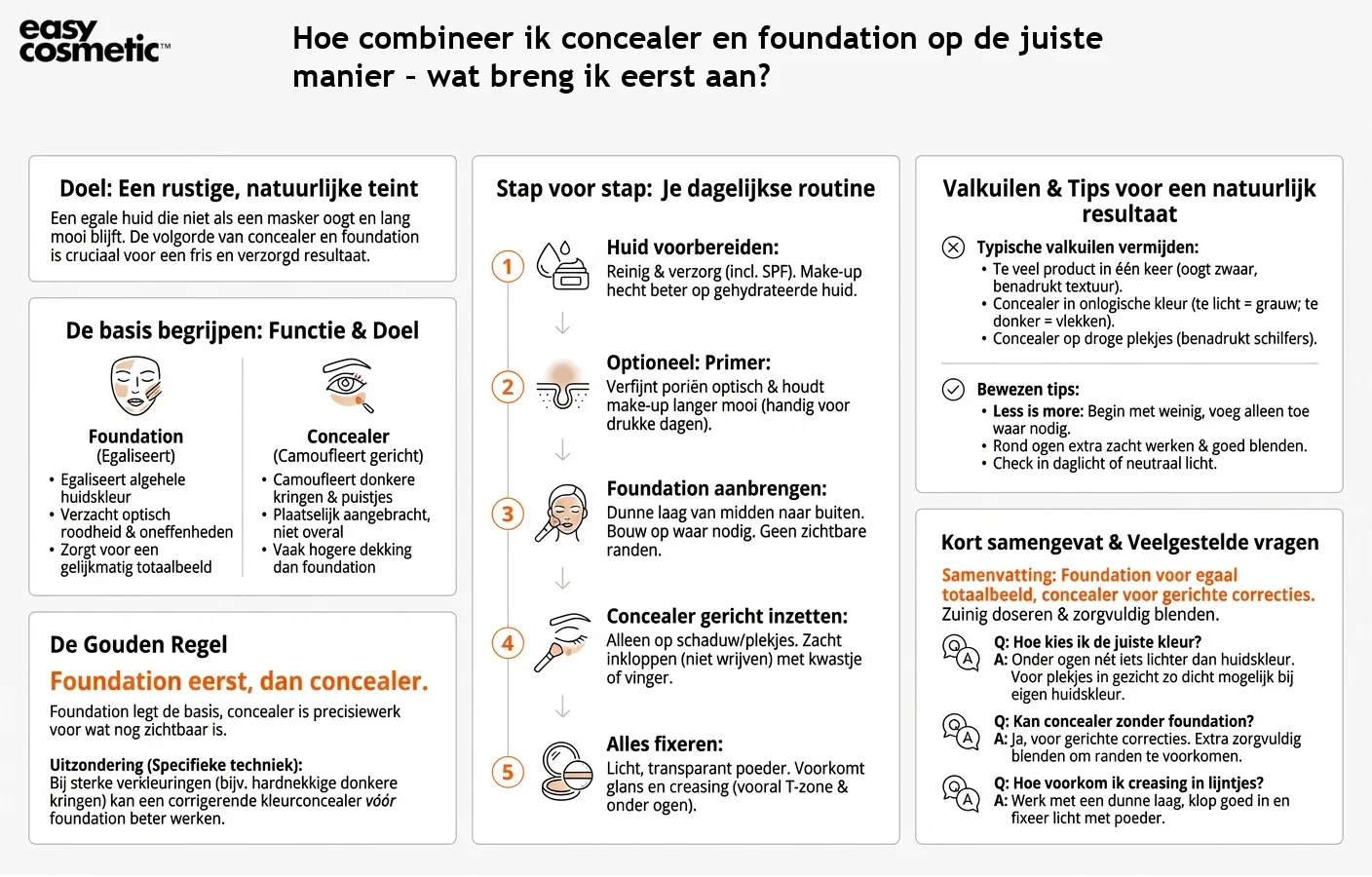 Hoe combineer ik concealer en foundation op de juiste manier – wat breng ik eerst aan?