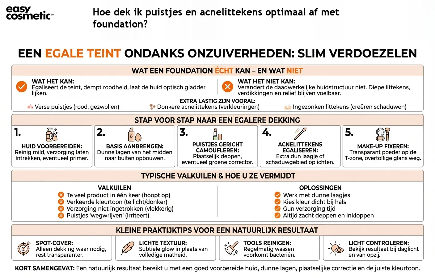 Hoe dek ik puistjes en acnelittekens optimaal af met foundation?