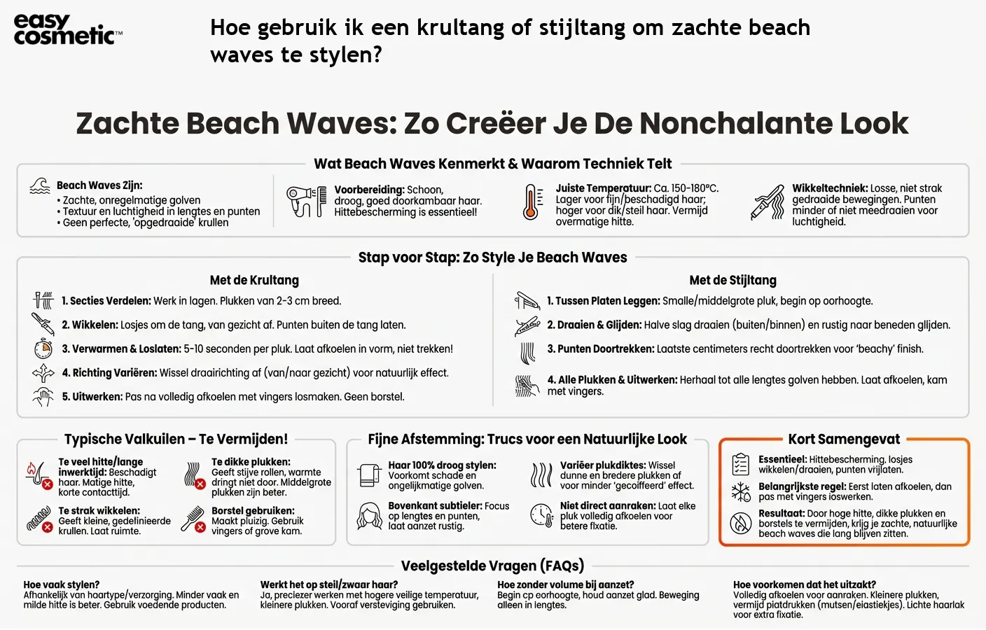 Hoe gebruik ik een krultang of stijltang om zachte beach waves te stylen?