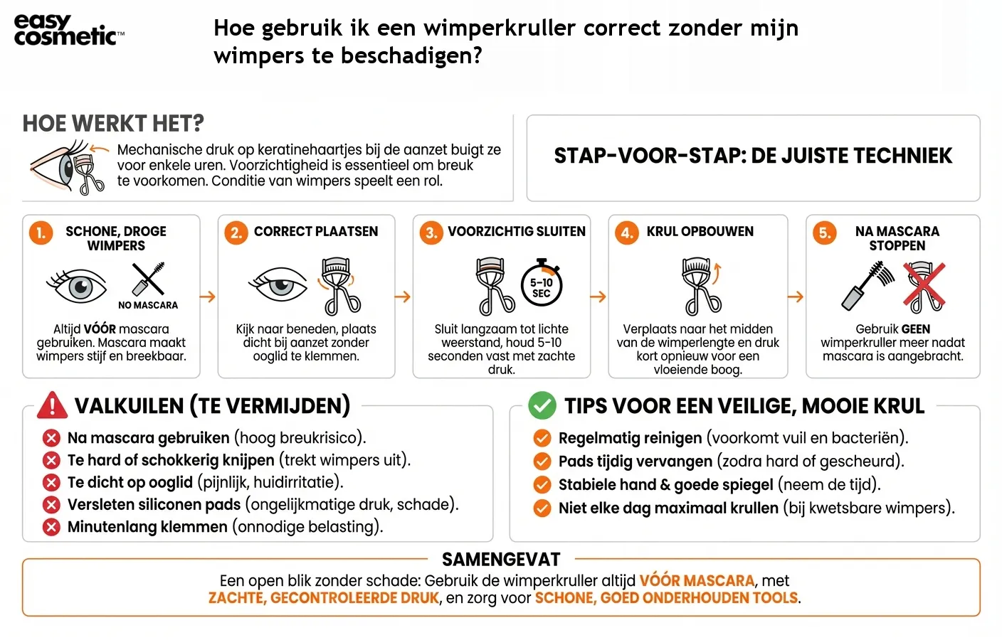 Hoe gebruik ik een wimperkruller correct zonder mijn wimpers te beschadigen?