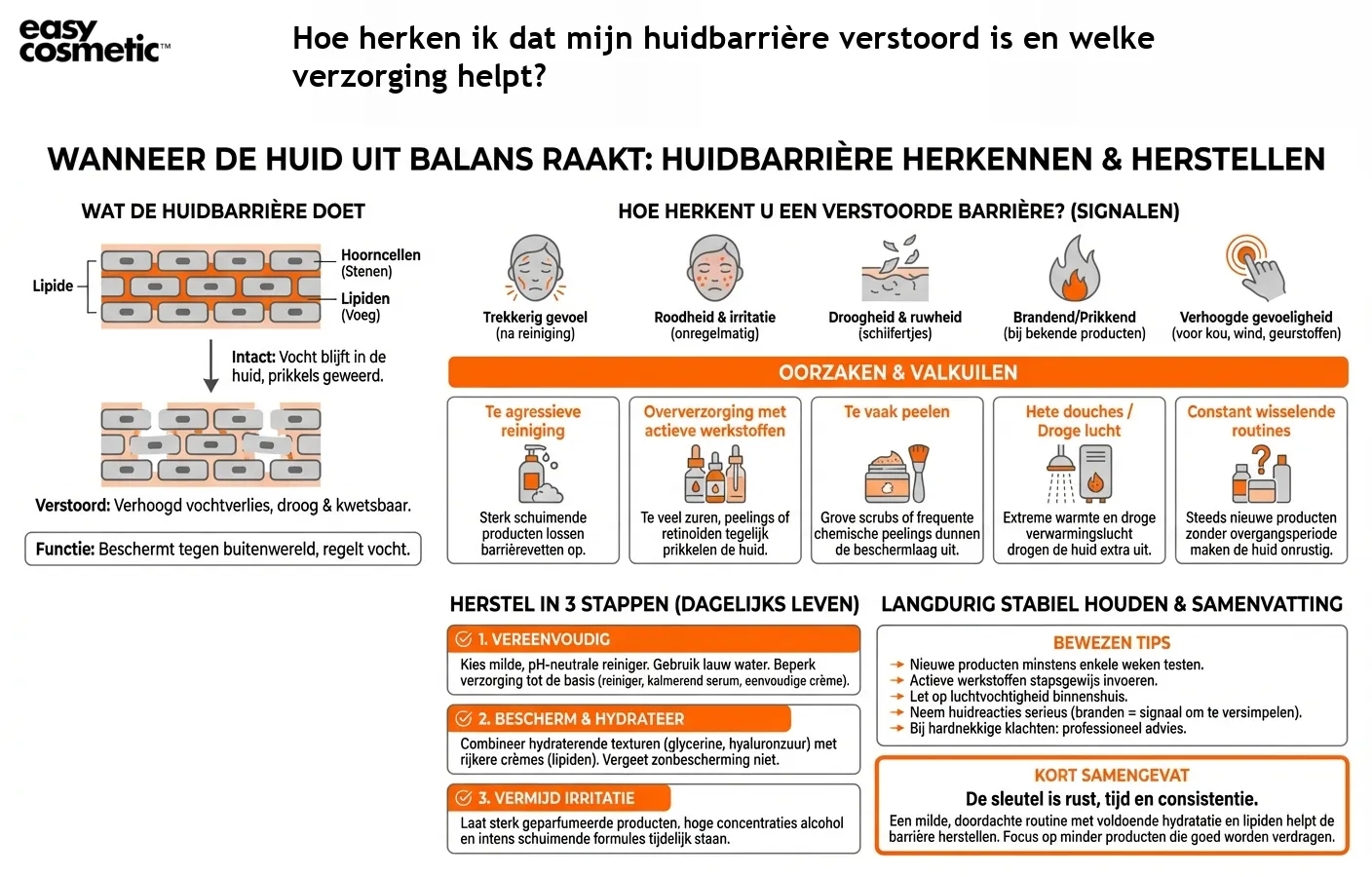 Hoe herken ik dat mijn huidbarrière verstoord is en welke verzorging helpt?