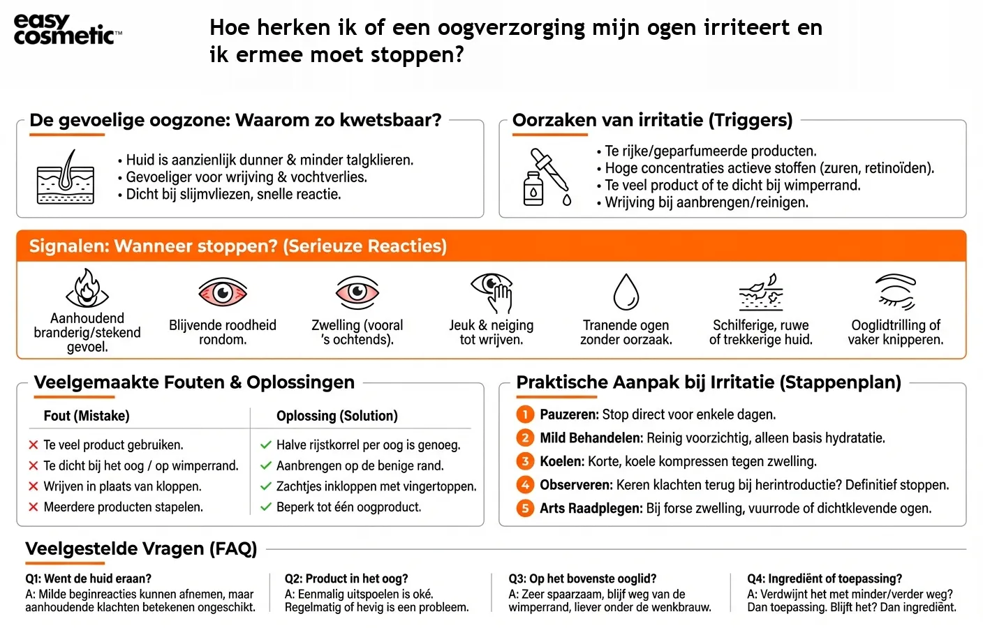 Hoe herken ik of een oogverzorging mijn ogen irriteert en ik ermee moet stoppen?