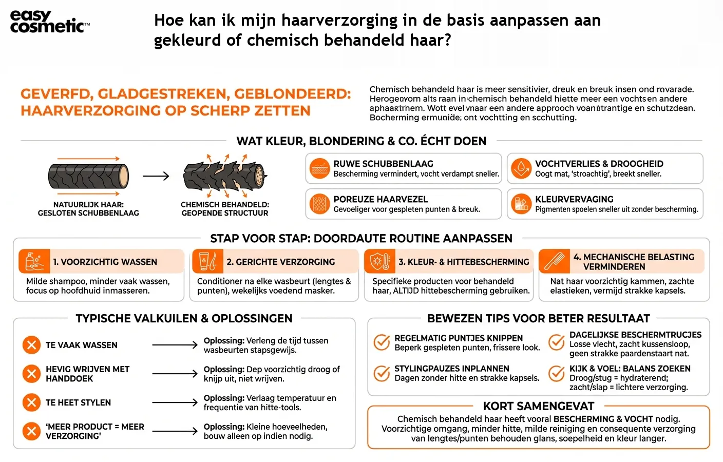 Hoe kan ik mijn haarverzorging in de basis aanpassen aan gekleurd of chemisch behandeld haar?