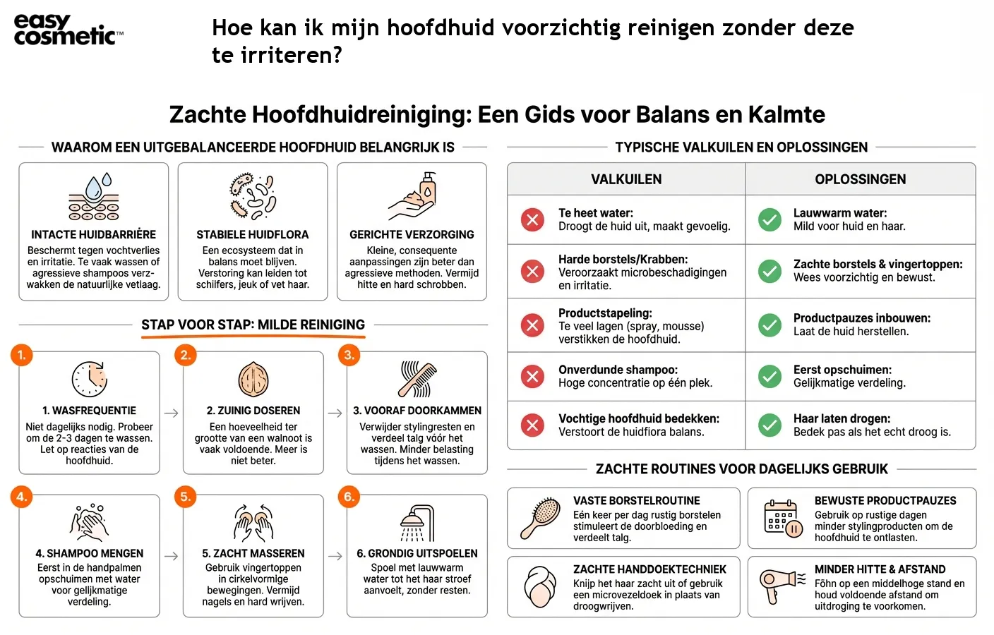 Hoe kan ik mijn hoofdhuid voorzichtig reinigen zonder deze te irriteren?