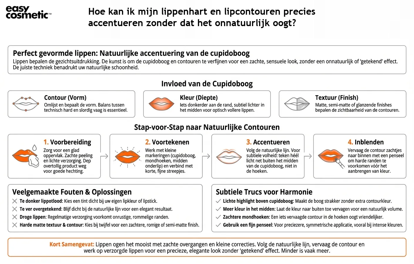 Hoe kan ik mijn lippenhart en lipcontouren precies accentueren zonder dat het onnatuurlijk oogt?