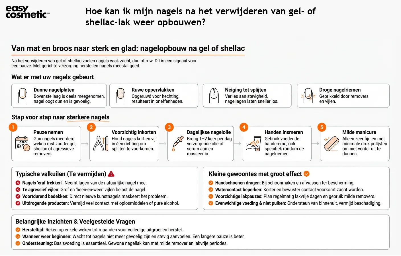 Hoe kan ik mijn nagels na het verwijderen van gel- of shellac-lak weer opbouwen?