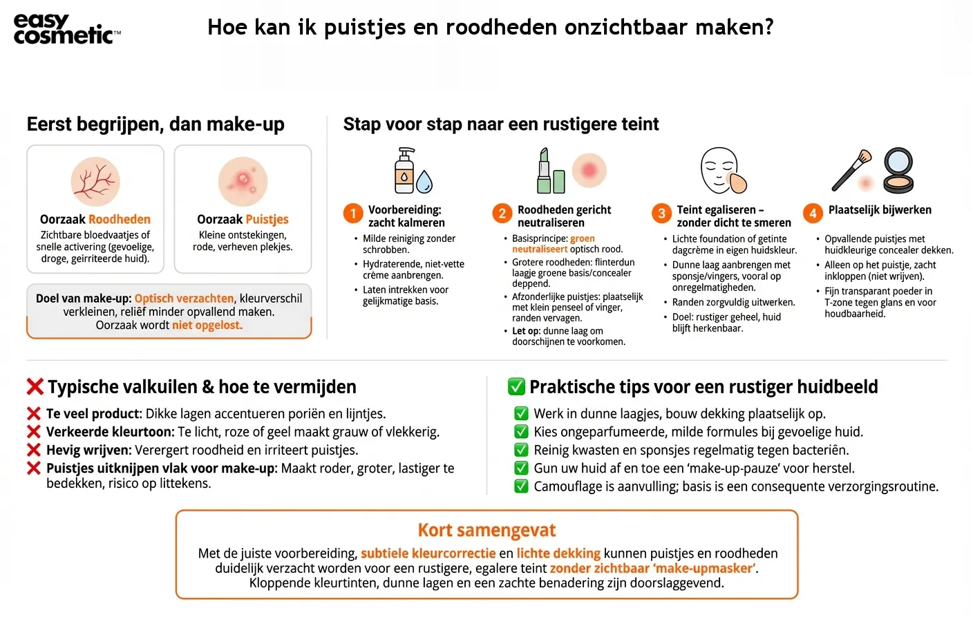 Hoe kan ik puistjes en roodheden onzichtbaar maken?