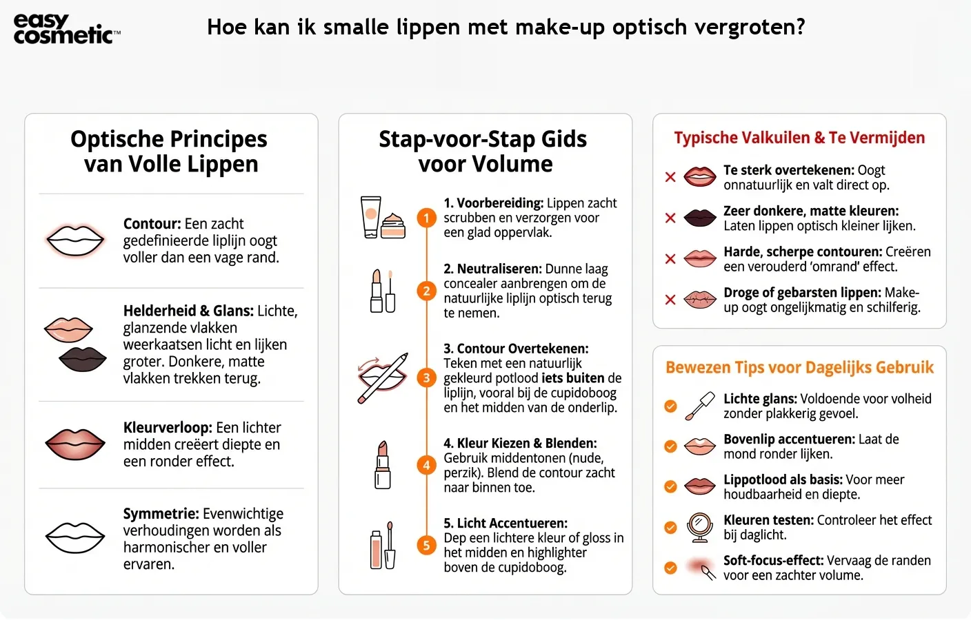 Hoe kan ik smalle lippen met make-up optisch vergroten?