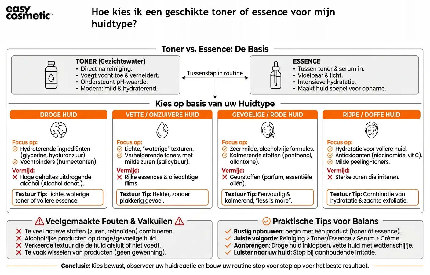 Hoe kies ik een geschikte toner of essence voor mijn huidtype?