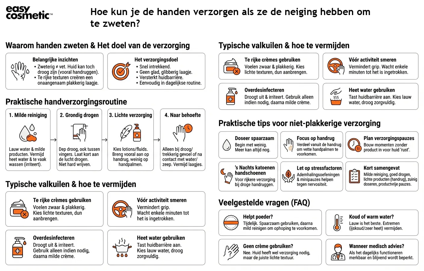 Hoe kun je de handen verzorgen als ze de neiging hebben om te zweten?