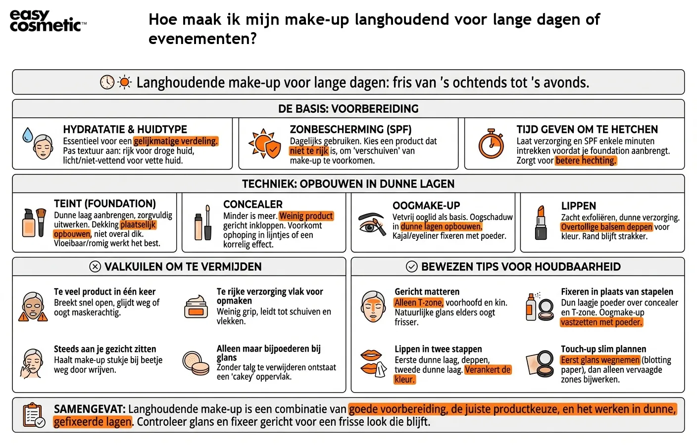 Hoe maak ik mijn make-up langhoudend voor lange dagen of evenementen?