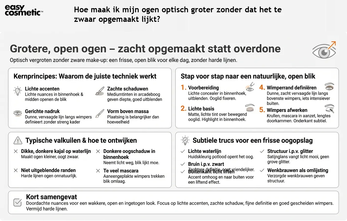 Hoe maak ik mijn ogen optisch groter zonder dat het te zwaar opgemaakt lijkt?