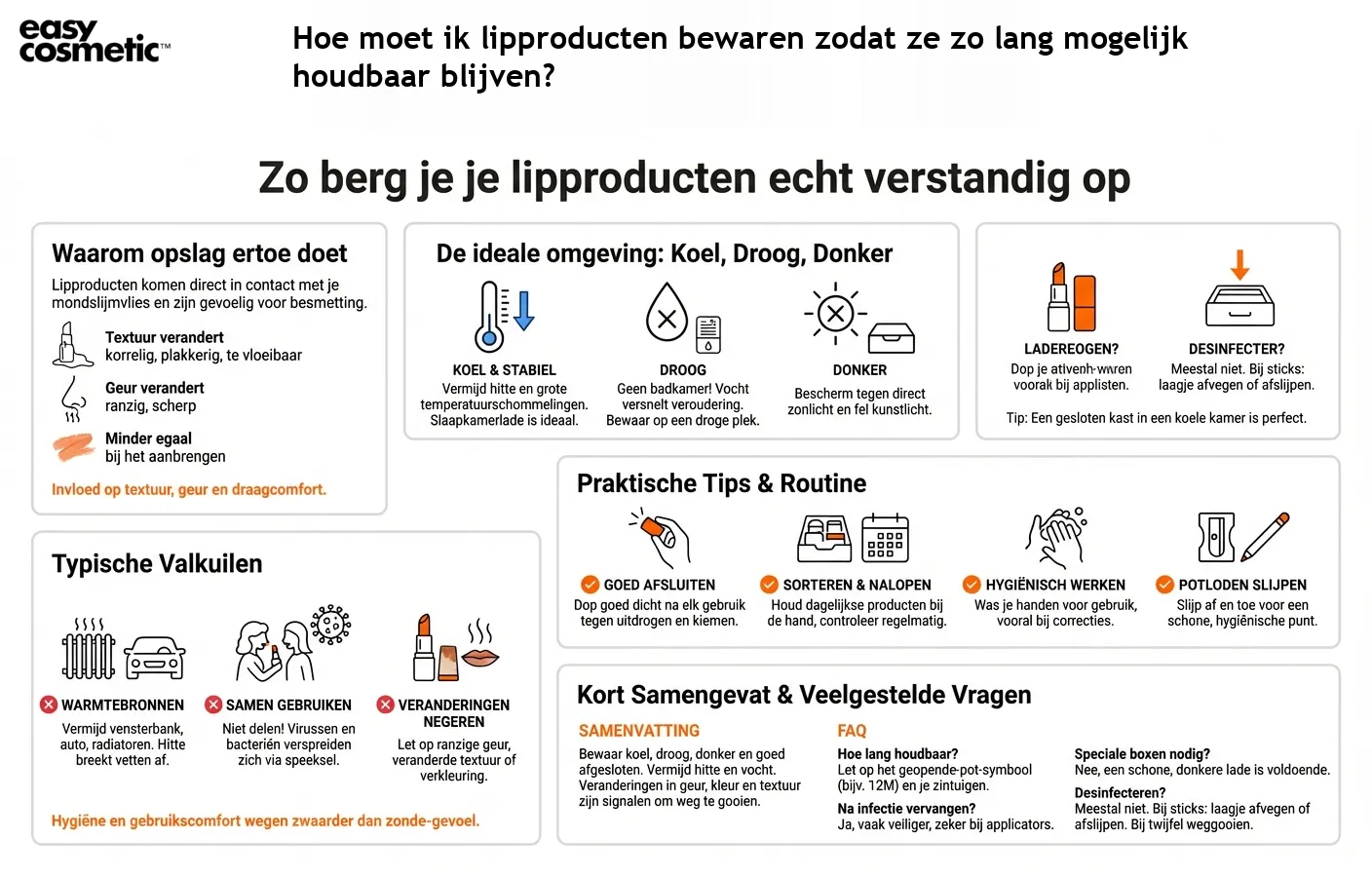 Hoe moet ik lipproducten bewaren zodat ze zo lang mogelijk houdbaar blijven?
