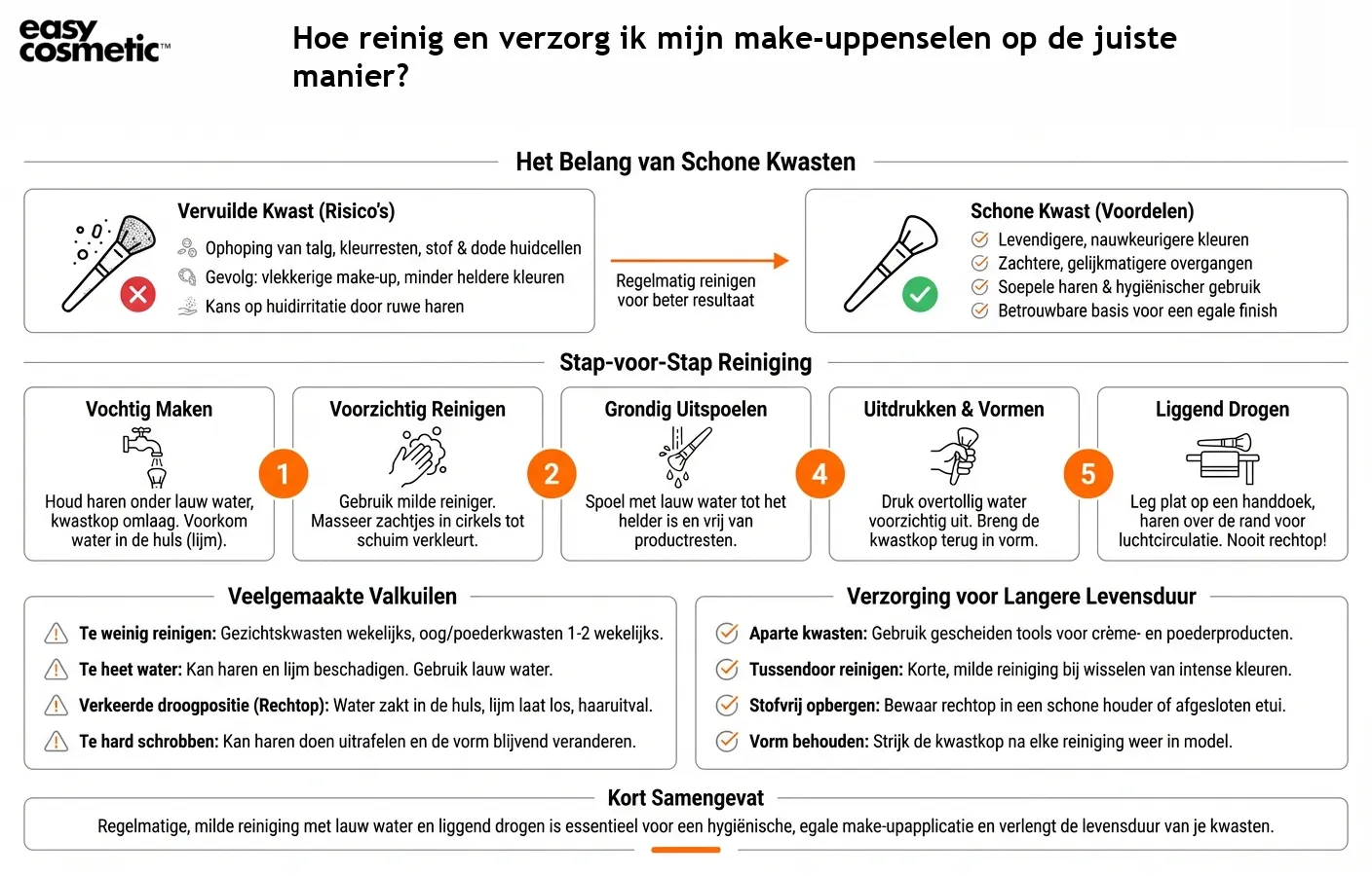 Hoe reinig en verzorg ik mijn make-uppenselen op de juiste manier?