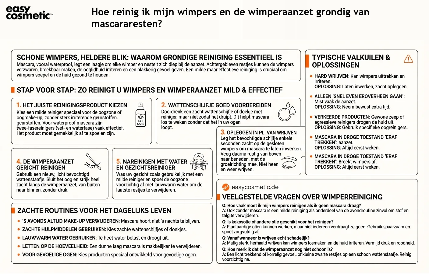 Hoe reinig ik mijn wimpers en de wimperaanzet grondig van mascararesten?