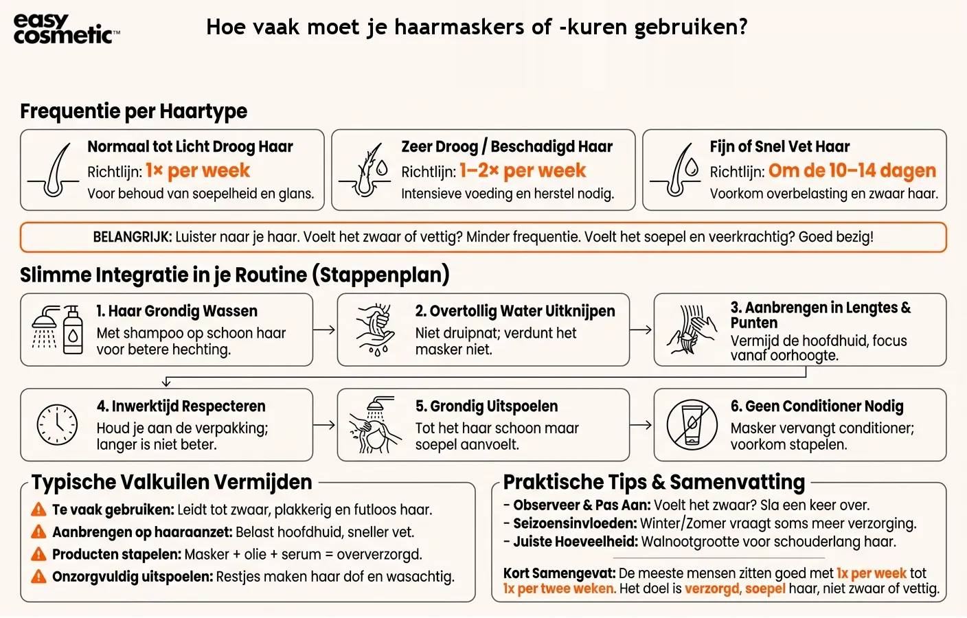 Hoe vaak moet je haarmaskers of -kuren gebruiken?