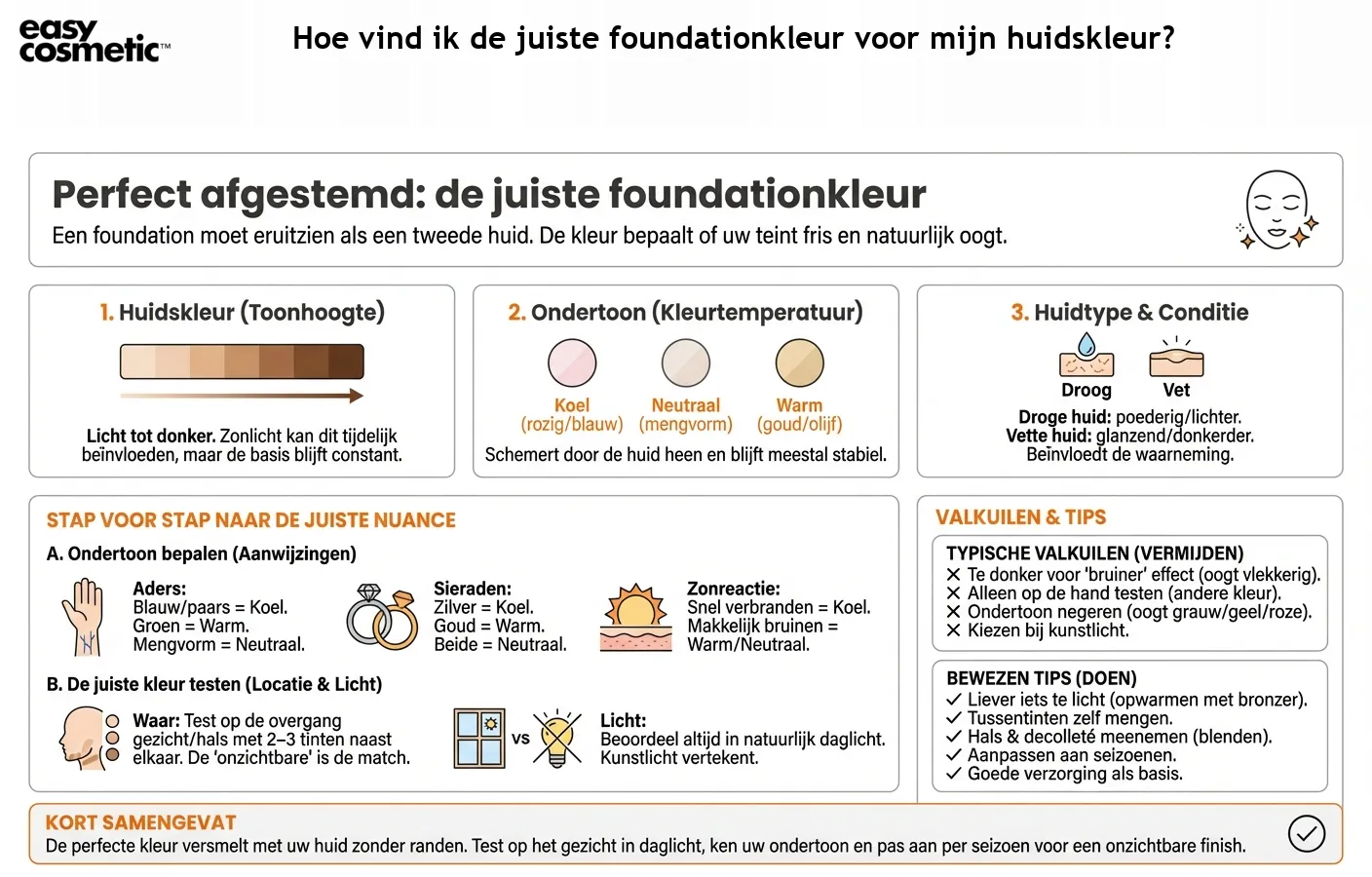 Hoe vind ik de juiste foundationkleur voor mijn huidskleur?