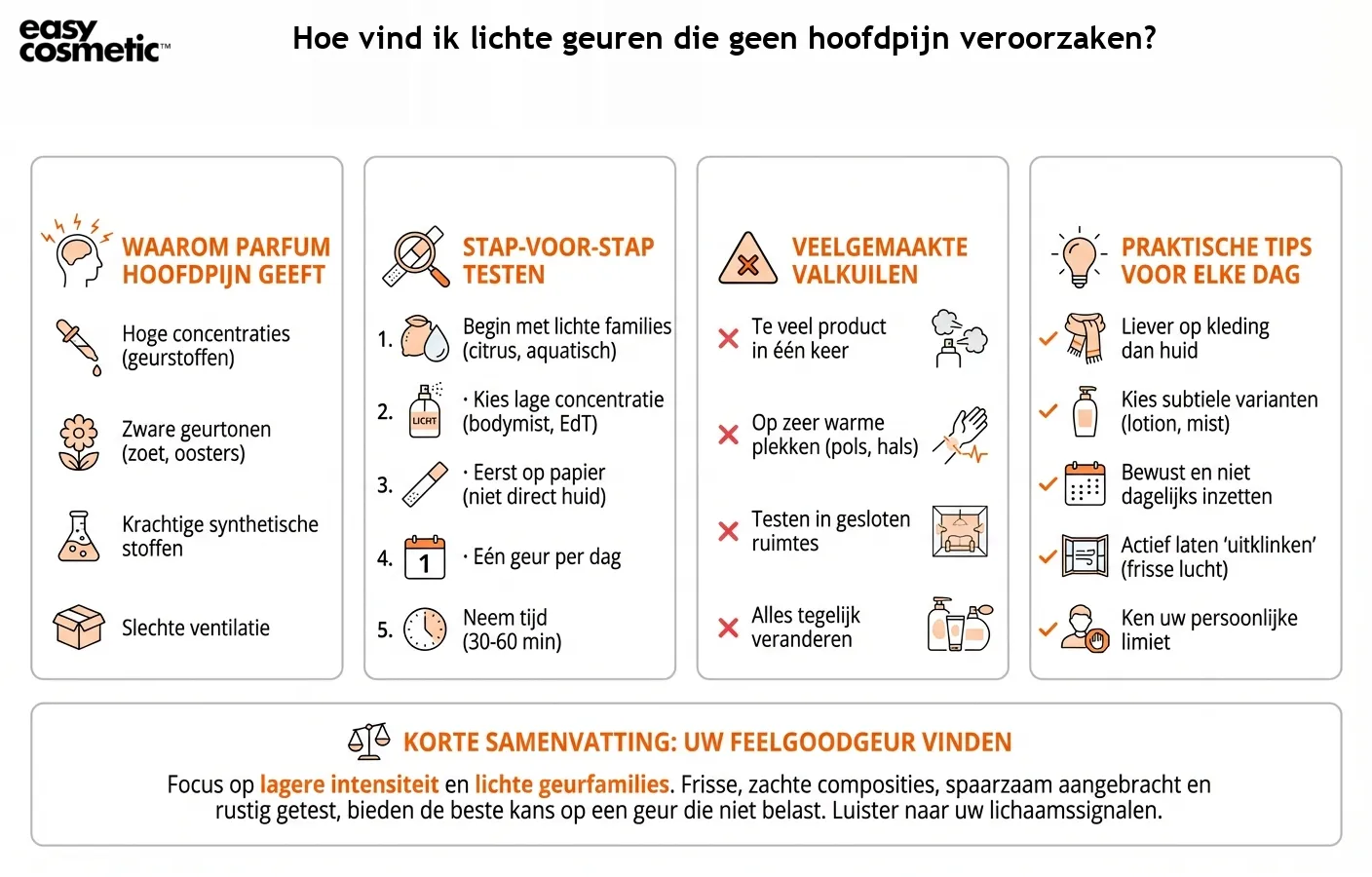 Hoe vind ik lichte geuren die geen hoofdpijn veroorzaken?