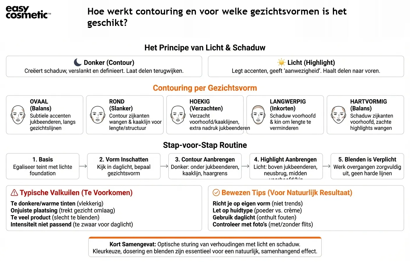 Hoe werkt contouring en voor welke gezichtsvormen is het geschikt?