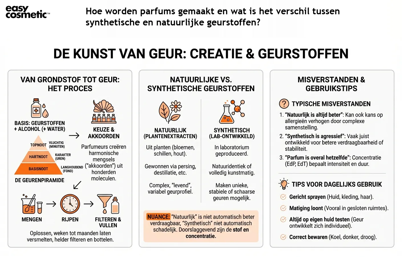 Hoe worden parfums gemaakt en wat is het verschil tussen synthetische en natuurlijke geurstoffen?