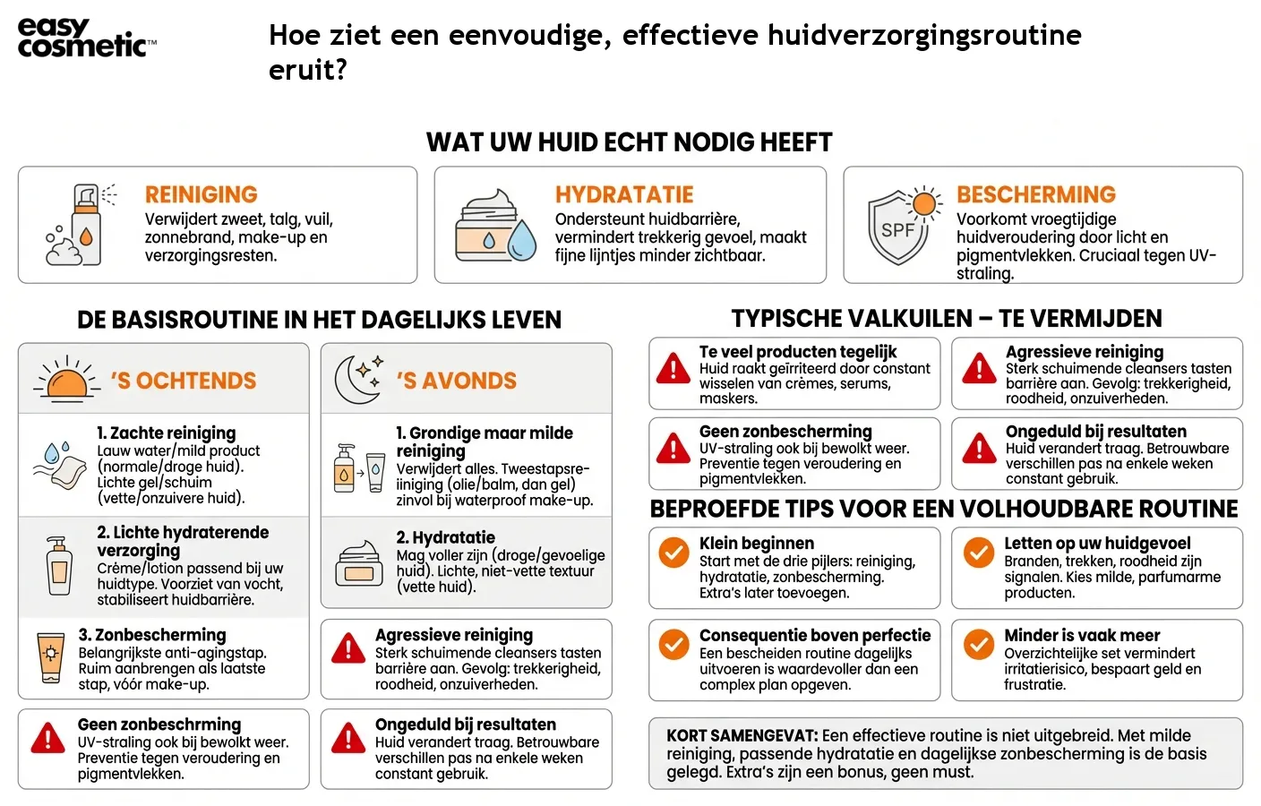 Hoe ziet een eenvoudige, effectieve huidverzorgingsroutine eruit?