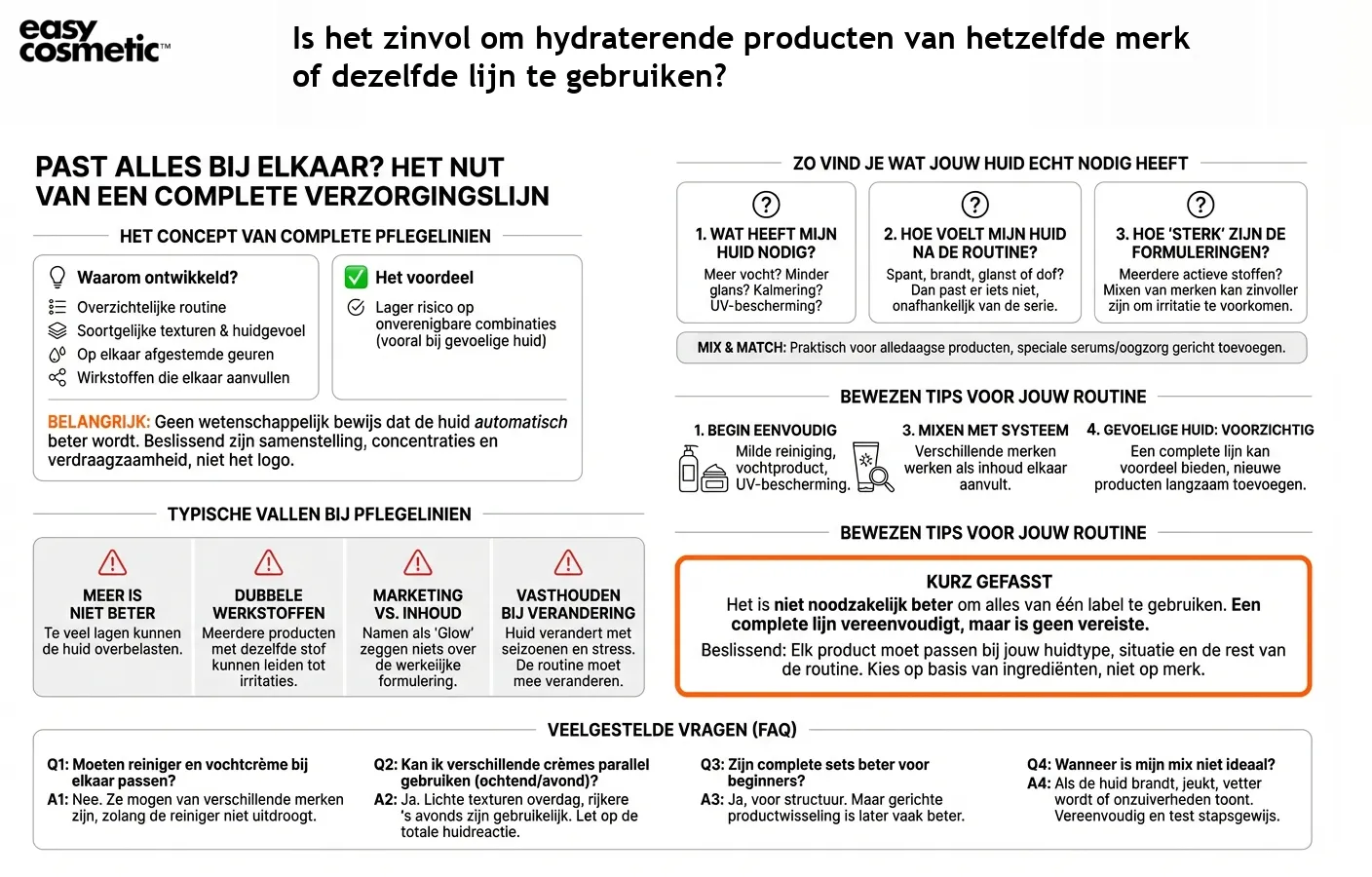 Is het zinvol om hydraterende producten van hetzelfde merk of dezelfde lijn te gebruiken?