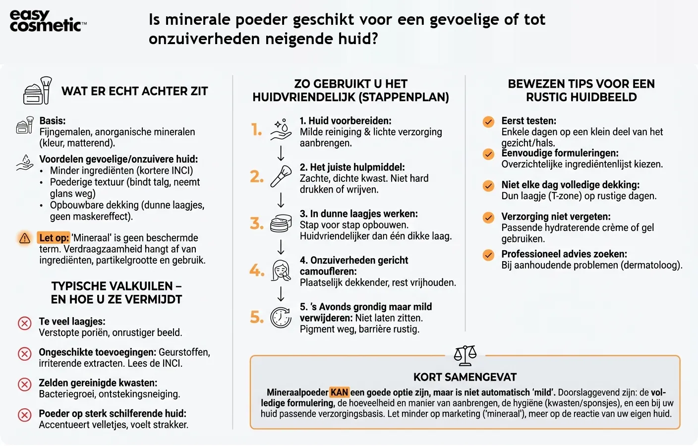 Is minerale poeder geschikt voor een gevoelige of tot onzuiverheden neigende huid?