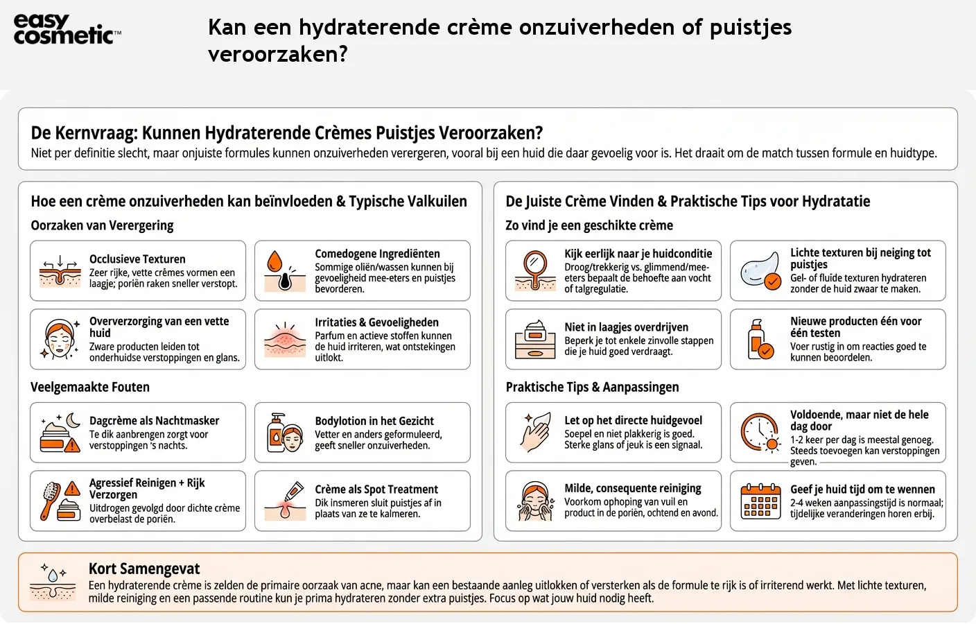 Kan een hydraterende crème onzuiverheden of puistjes veroorzaken?
