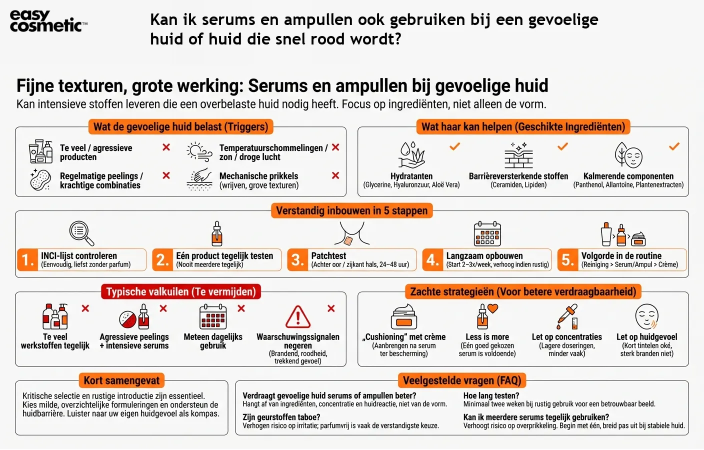 Kan ik serums en ampullen ook gebruiken bij een gevoelige huid of huid die snel rood wordt?