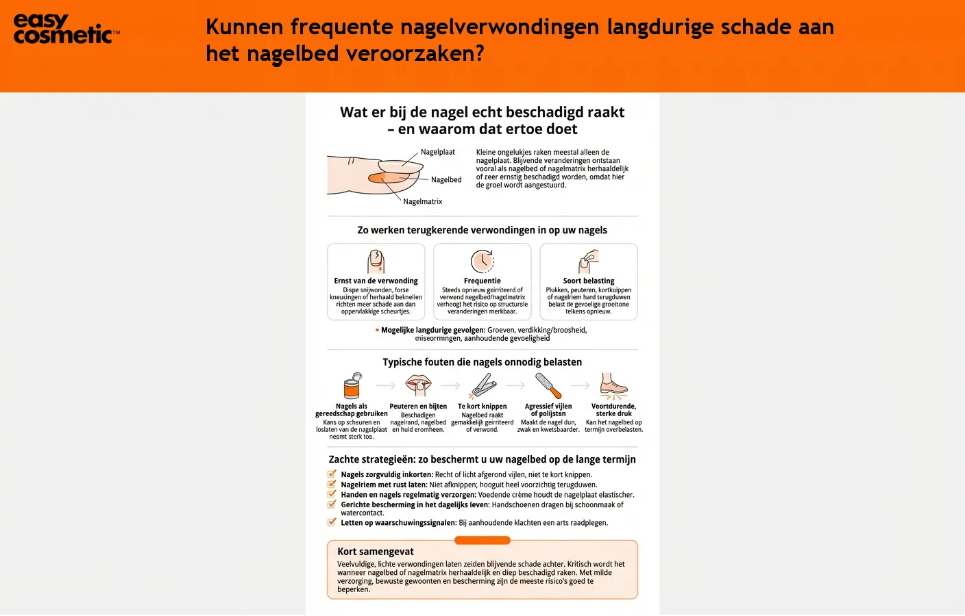 Kunnen frequente nagelverwondingen langdurige schade aan het nagelbed veroorzaken?