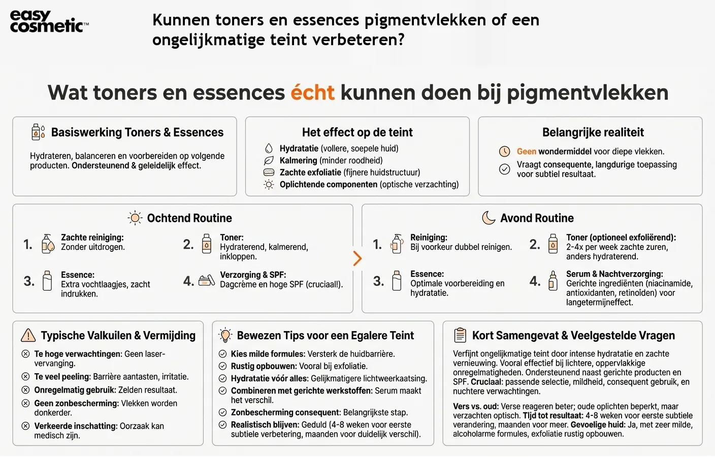 Kunnen toners en essences pigmentvlekken of een ongelijkmatige teint verbeteren?