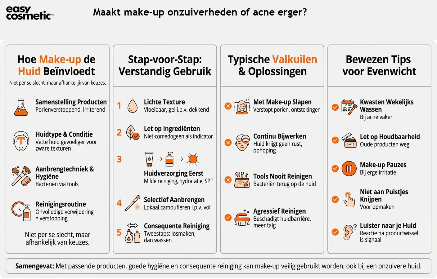Maakt make-up onzuiverheden of acne erger?
