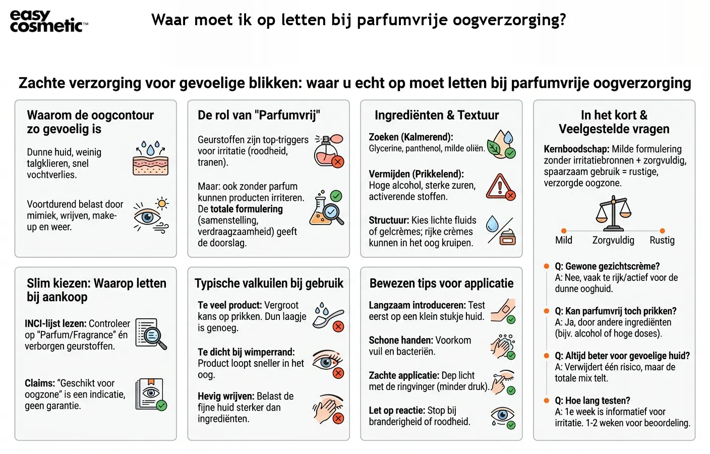 Waar moet ik op letten bij parfumvrije oogverzorging?