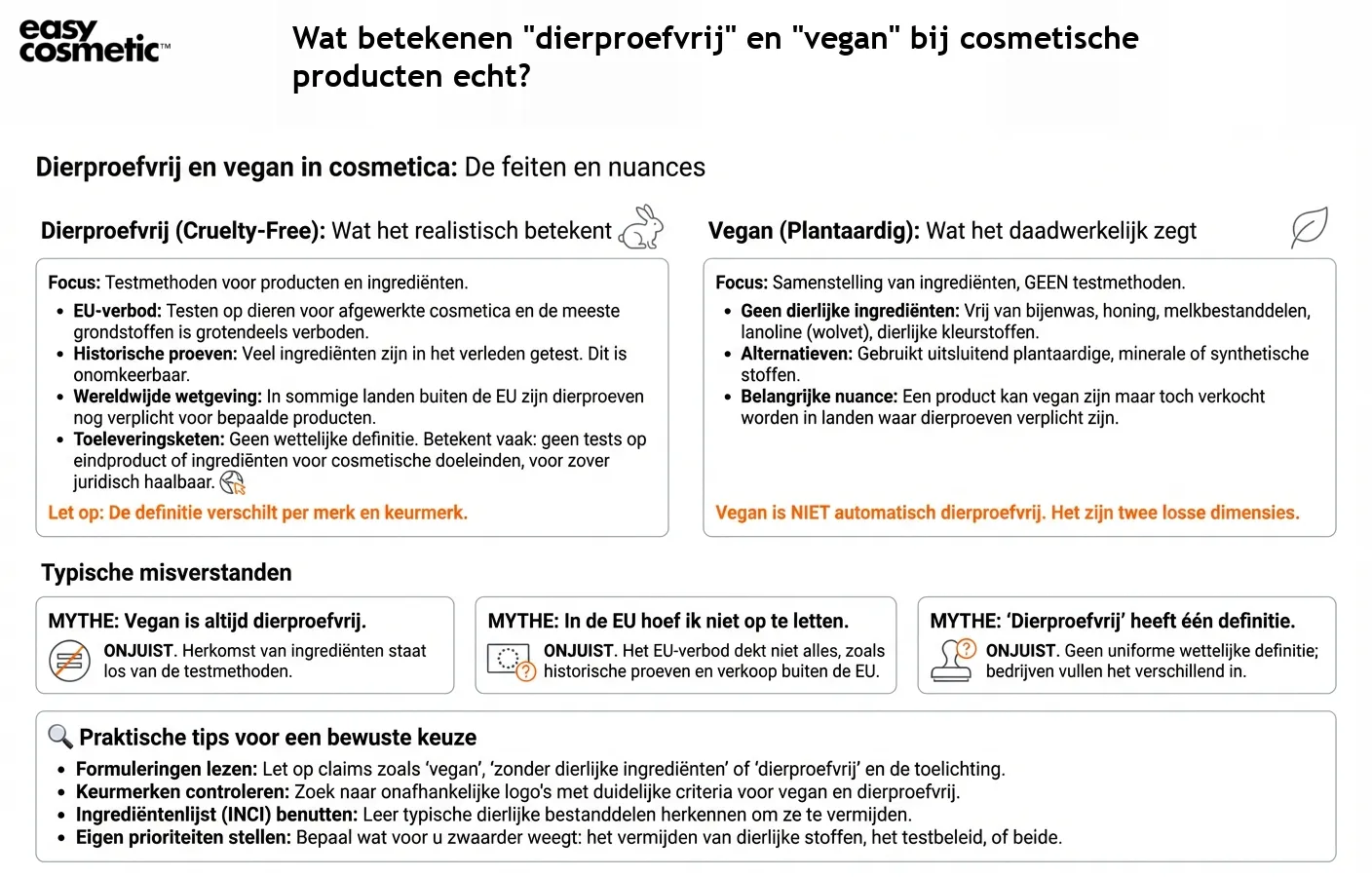 Wat betekenen "dierproefvrij" en "vegan" bij cosmetische producten echt?