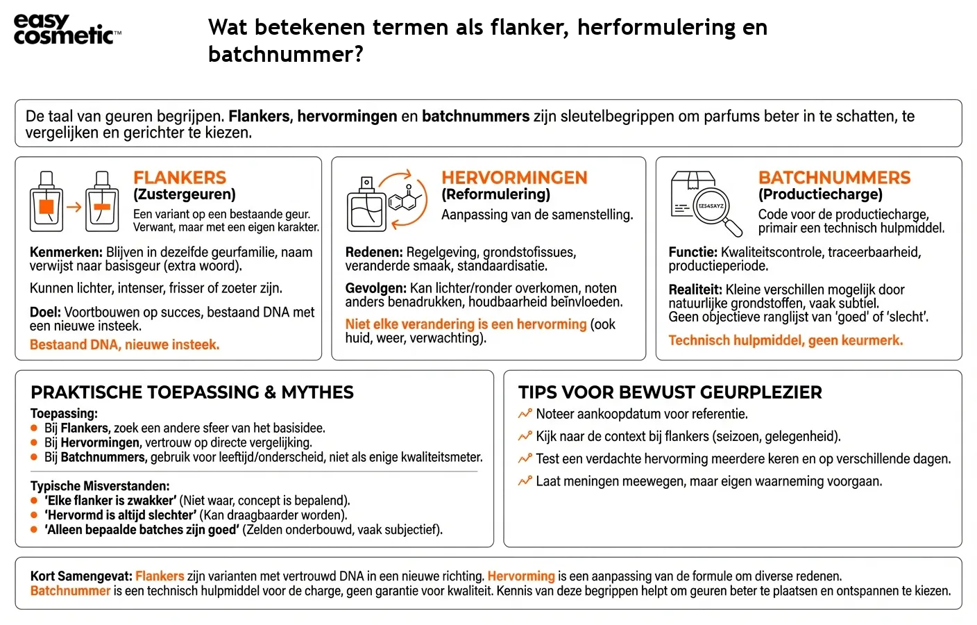 Wat betekenen termen als flanker, herformulering en batchnummer?
