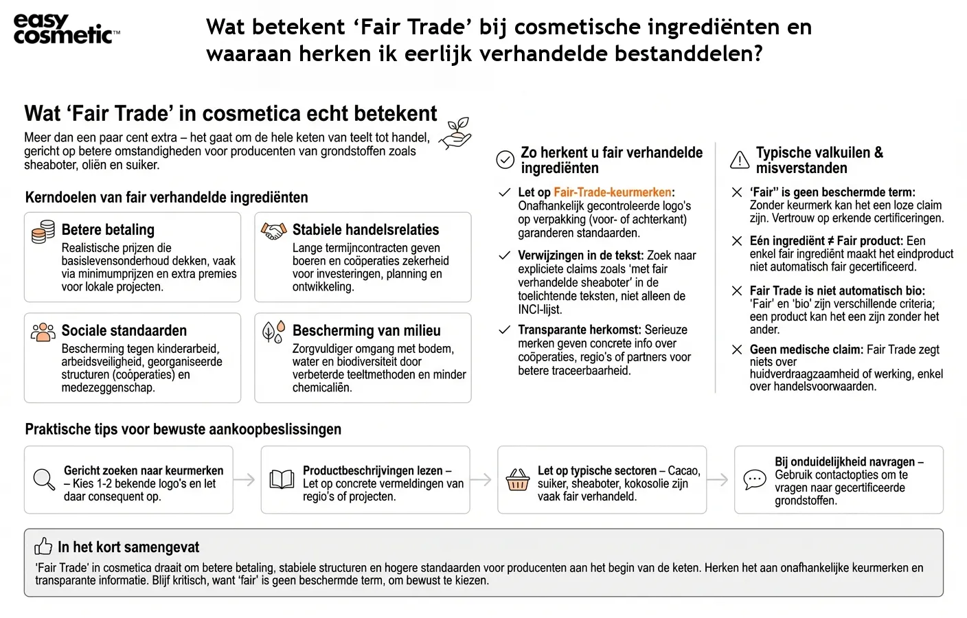 Wat betekent ‘Fair Trade’ bij cosmetische ingrediënten en waaraan herken ik eerlijk verhandelde bestanddelen?