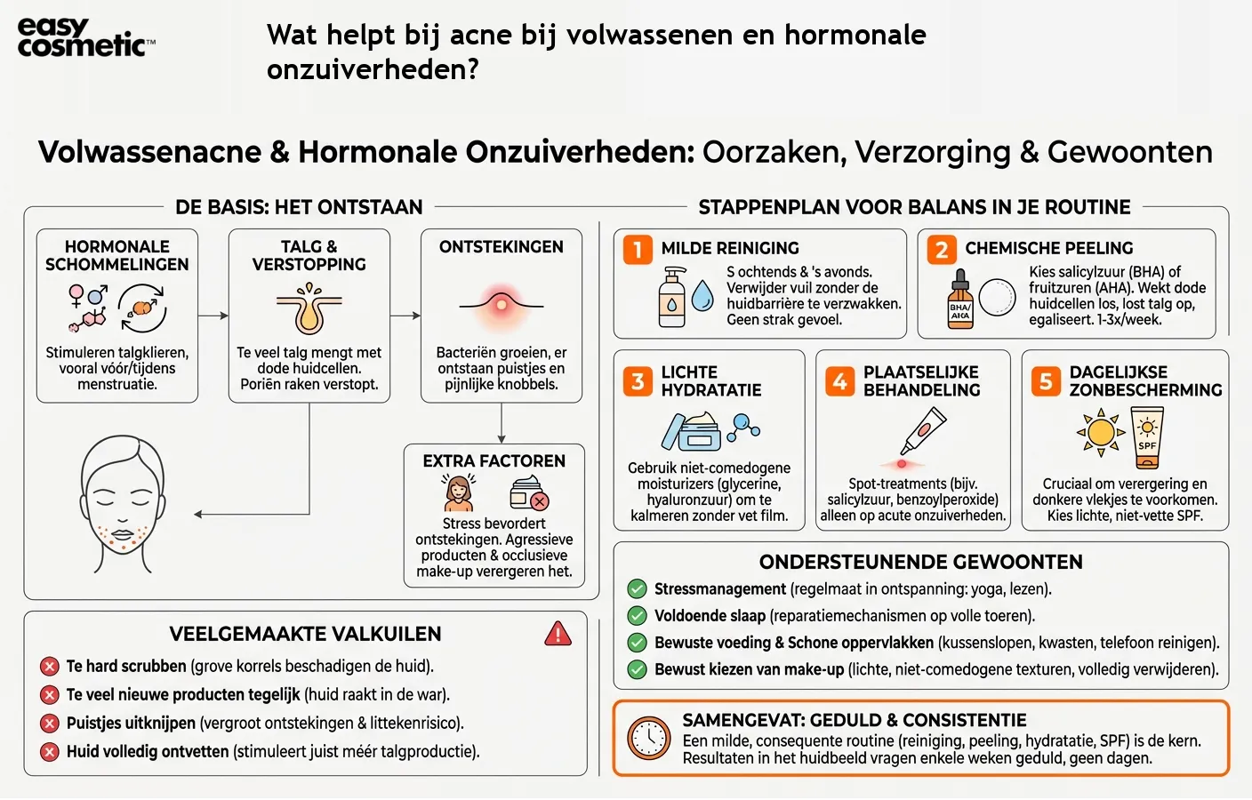 Wat helpt bij acne bij volwassenen en hormonale onzuiverheden?