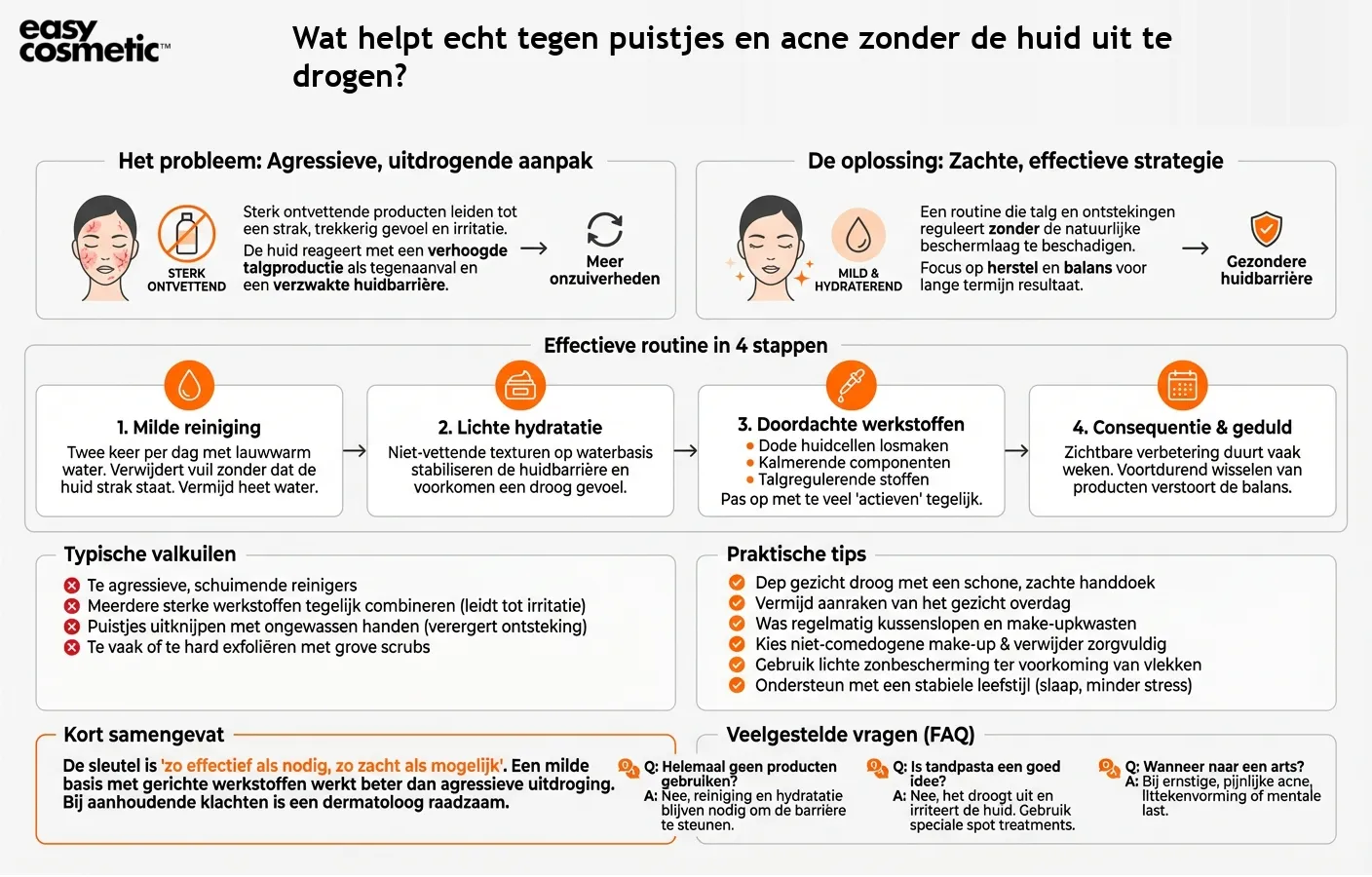 Wat helpt echt tegen puistjes en acne zonder de huid uit te drogen?